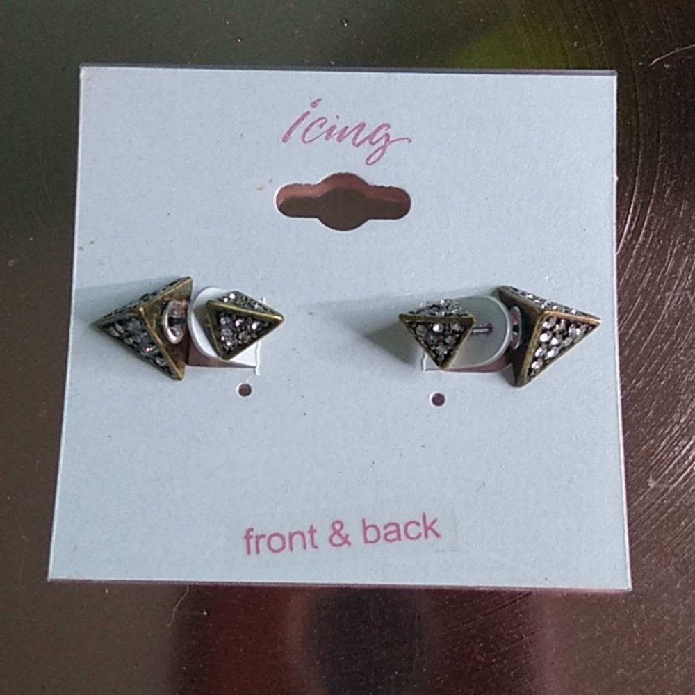 #208 Triangle "Front and Back" Earrings Icing
